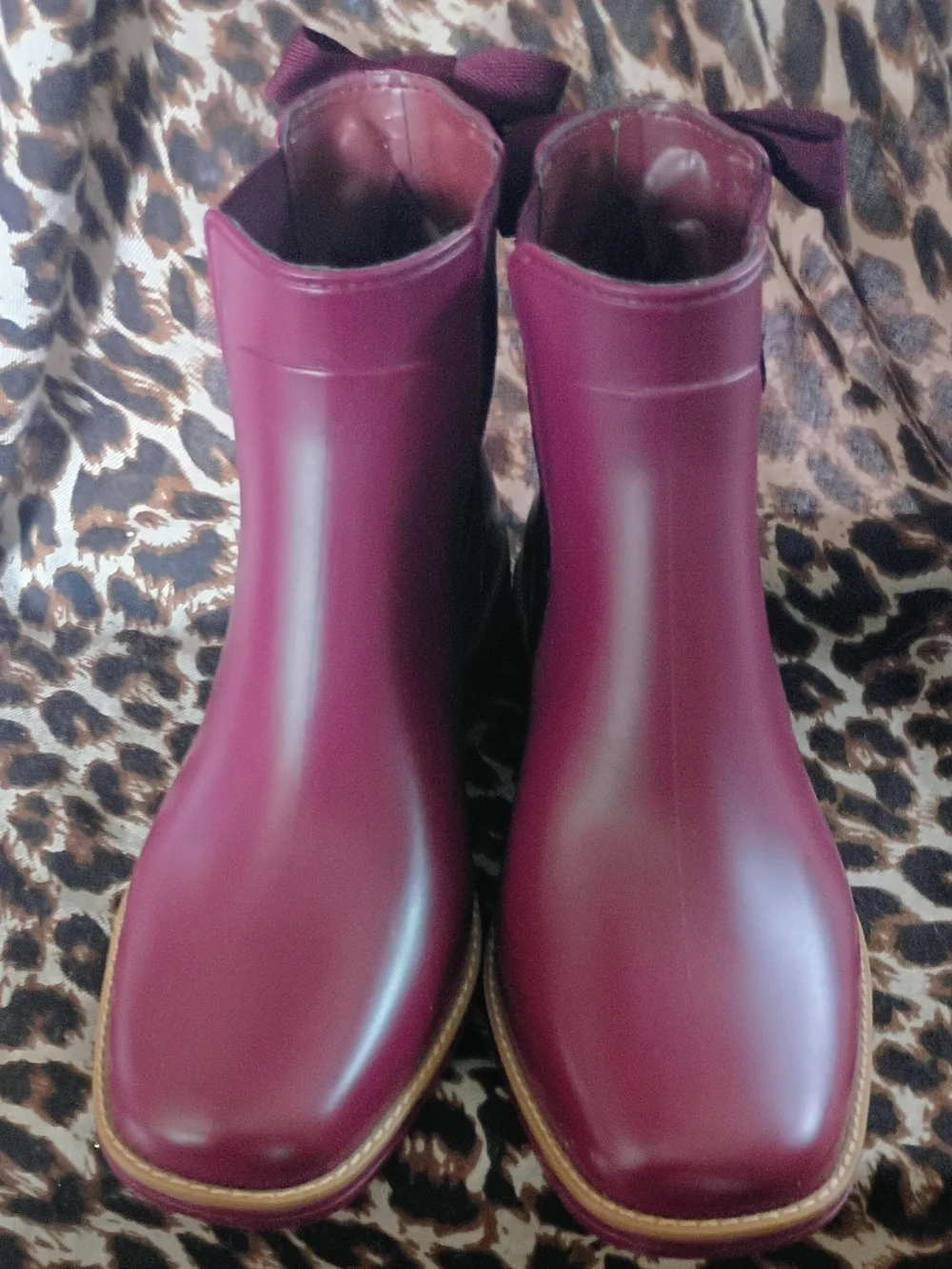 Bernardo Women's Burgundy Ankle Rain Boots with Bow Detail